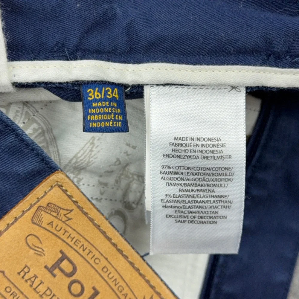 Polo Ralph Lauren Pants Men 36x34 Blue Varick Slim Straight Chino Cotton Stretch